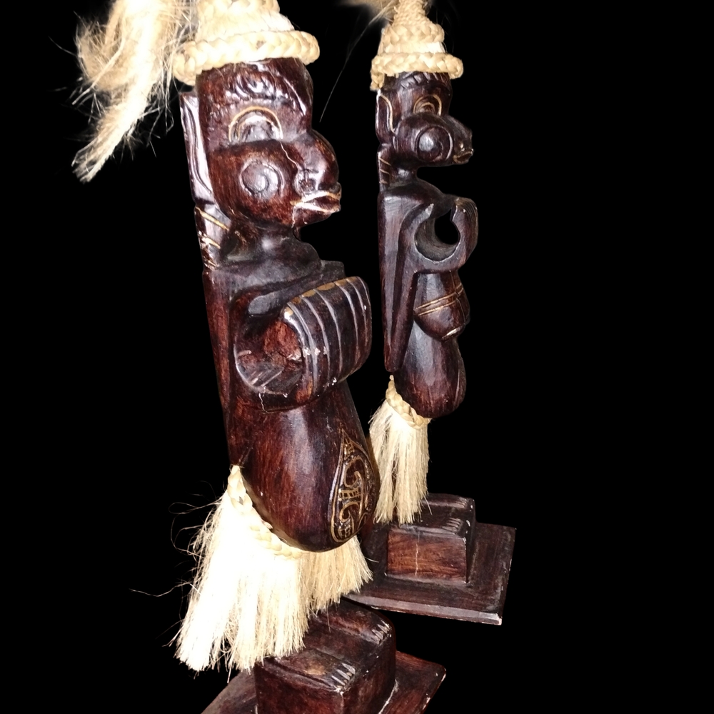 Wooden Tribal Figurines with Natural Accents